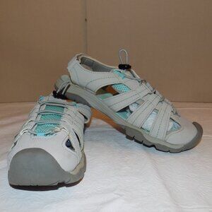 Youth Girls EDDIE BAUER Kristen Water Sandals Shoes Gray Blue 4 Closed Toe Hiker